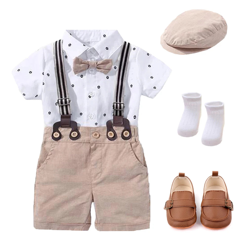 Baby Boy Handsome Romper Bow Set