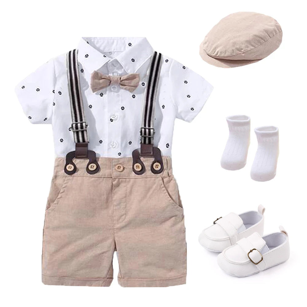 Baby Boy Handsome Romper Bow Set