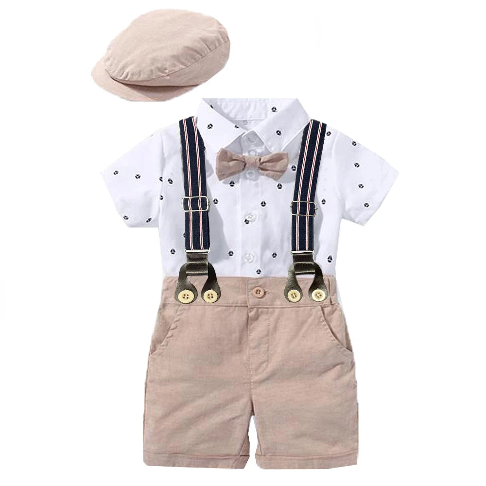 Baby Boy Handsome Romper Bow Set